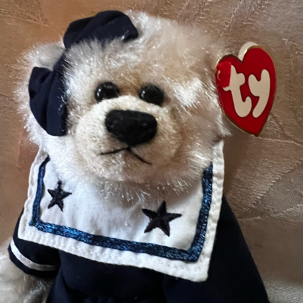 Ty Plush Sailor Bear in Navy and White Outfit
